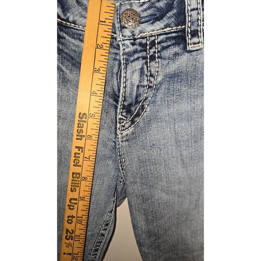 Silver Women's Jeans Aiko Mid Capri Sz W29 Distressed Thick Stitch Stretch - Picture 6 of 14